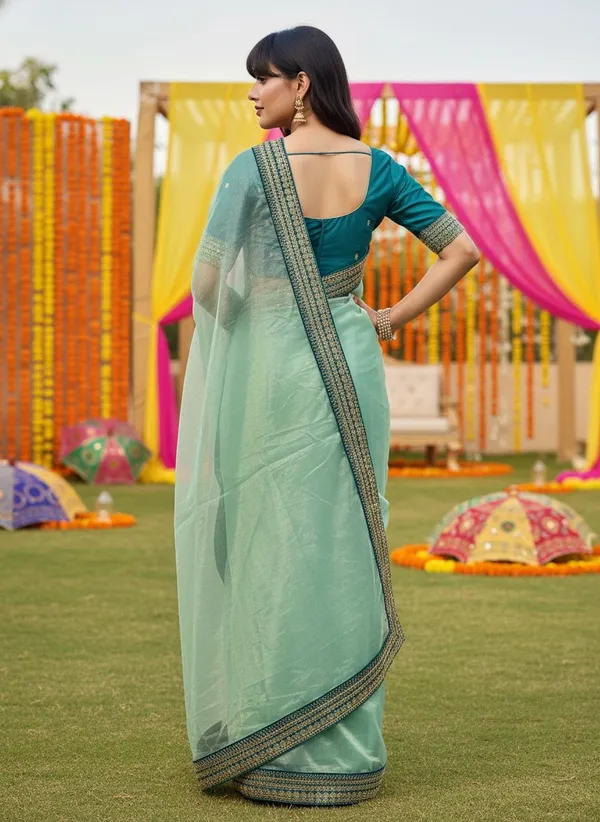 Light_Green_Satin_Embroidered_Sequin_Work_Saree_For_Women_|_With_Blouse_Piece