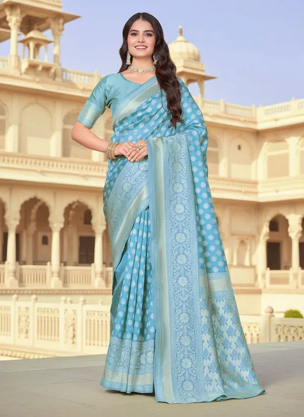 Light_Blue_Georgette_Banarasi_Silk_Blend_Woven_Saree_For_Women_|_With_Blouse_Piece