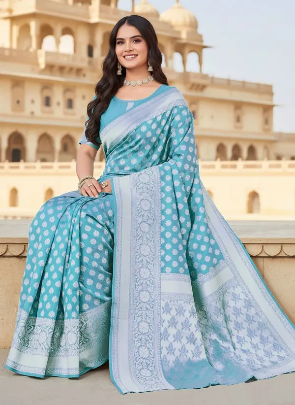Light_Blue_Georgette_Banarasi_Silk_Blend_Woven_Saree_For_Women_|_With_Blouse_Piece