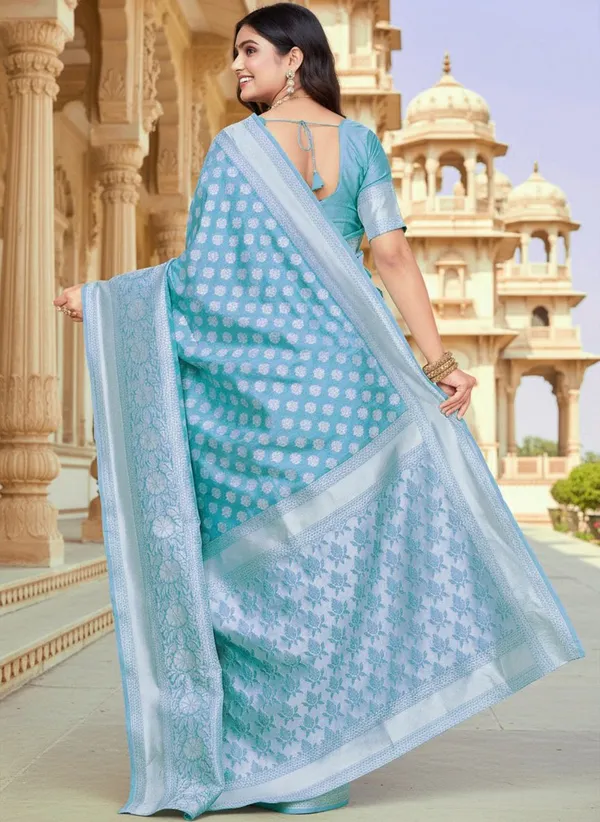 Light_Blue_Georgette_Banarasi_Silk_Blend_Woven_Saree_For_Women_|_With_Blouse_Piece