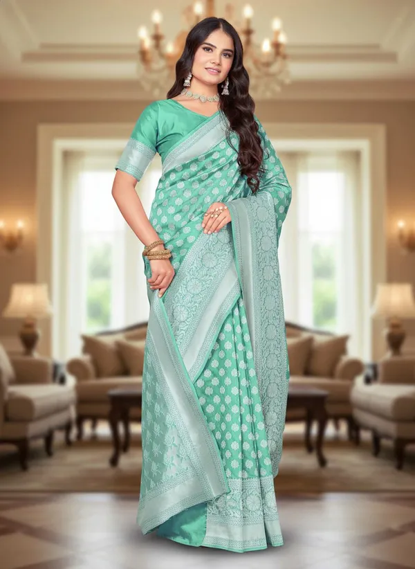 Light_Green_Georgette_Banarasi_Woven_Saree_For_Women_|_With_Blouse_Piece