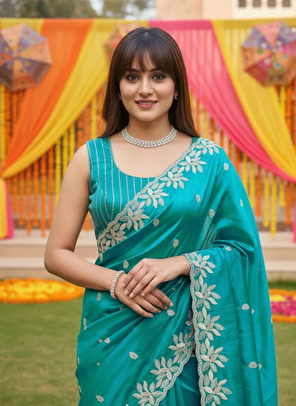 Blue_Satin_Sequin_Floral_Embroidered_Bollywood_Saree_For_Women_|_With_Blouse_Piece