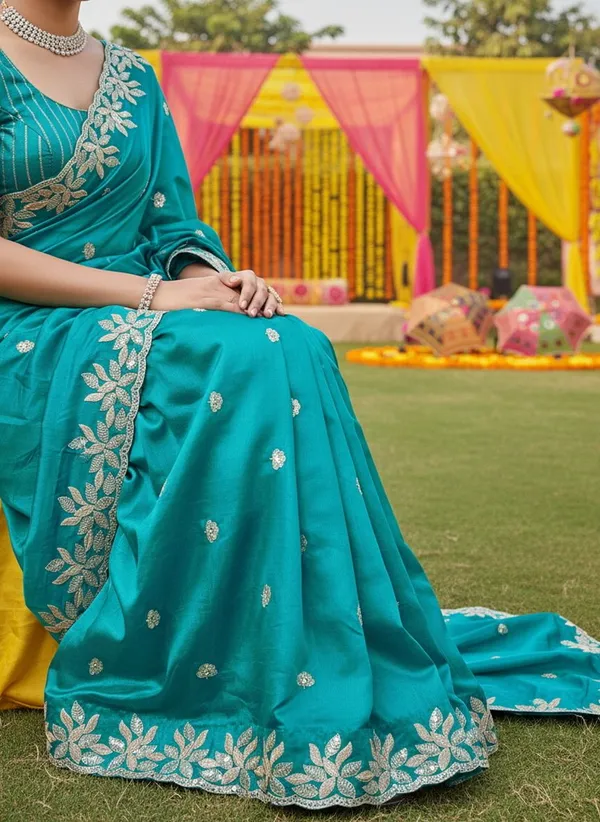 Blue_Satin_Sequin_Floral_Embroidered_Bollywood_Saree_For_Women_|_With_Blouse_Piece