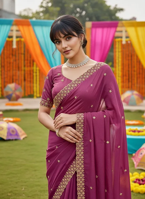 Magenta_Georgette_Zari_Embroidered_Beadwork_Saree_For_Women_|_With_Blouse_Piece