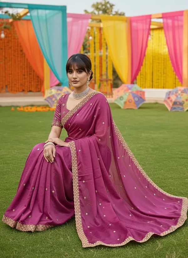 Magenta_Georgette_Zari_Embroidered_Beadwork_Saree_For_Women_|_With_Blouse_Piece