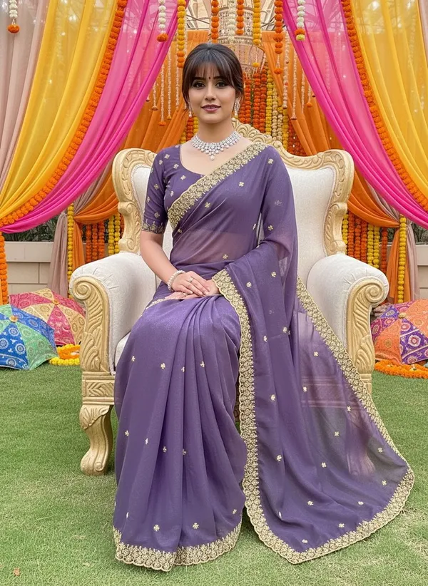 Purple_Georgette_Zari_Beads_Embroidered_Saree_For_Women_|_With_Blouse_Piece