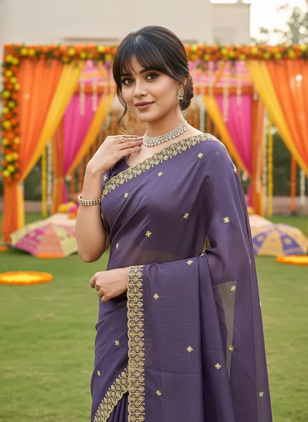 Purple_Georgette_Zari_Beads_Embroidered_Saree_For_Women_|_With_Blouse_Piece