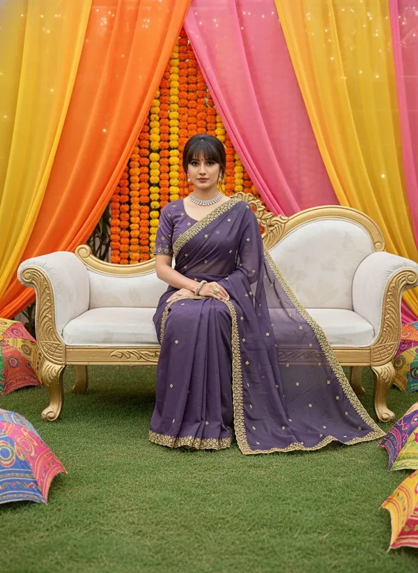 Purple_Georgette_Zari_Beads_Embroidered_Saree_For_Women_|_With_Blouse_Piece