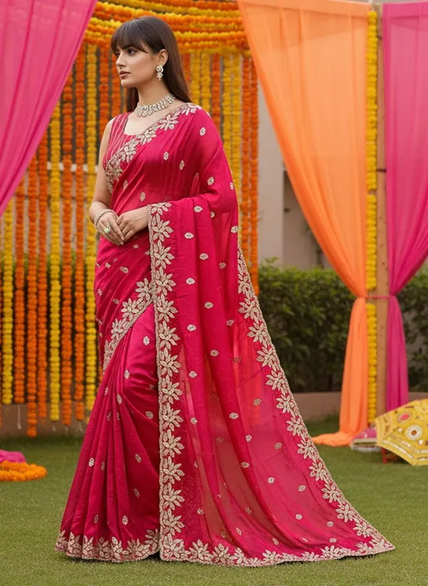 Pink_Satin_Silk_Blend_Gold_Sequin_Embroidered_Bollywood_Saree_For_Women_|_With_Blouse_Piece