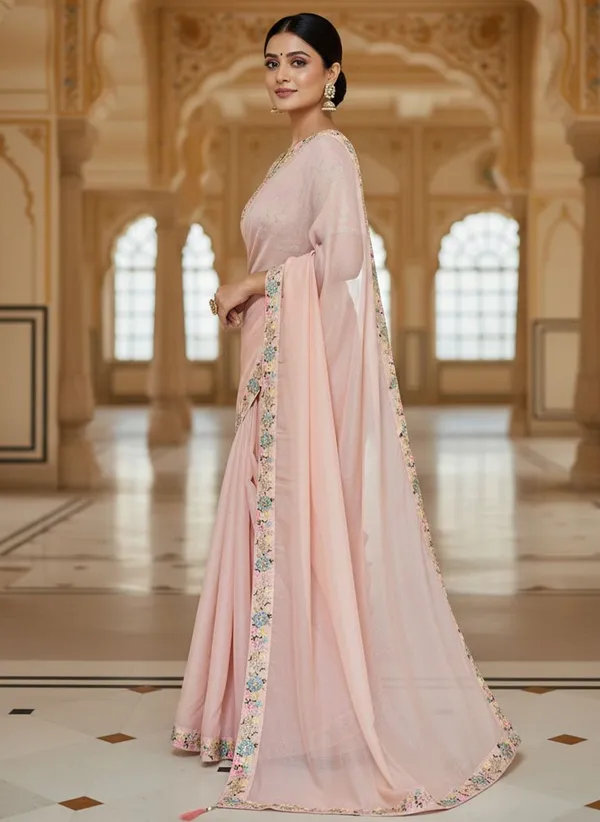 Peach_Georgette_Embroidered_Embellished_Bollywood_Saree_For_Women_|_With_Blouse_Piece