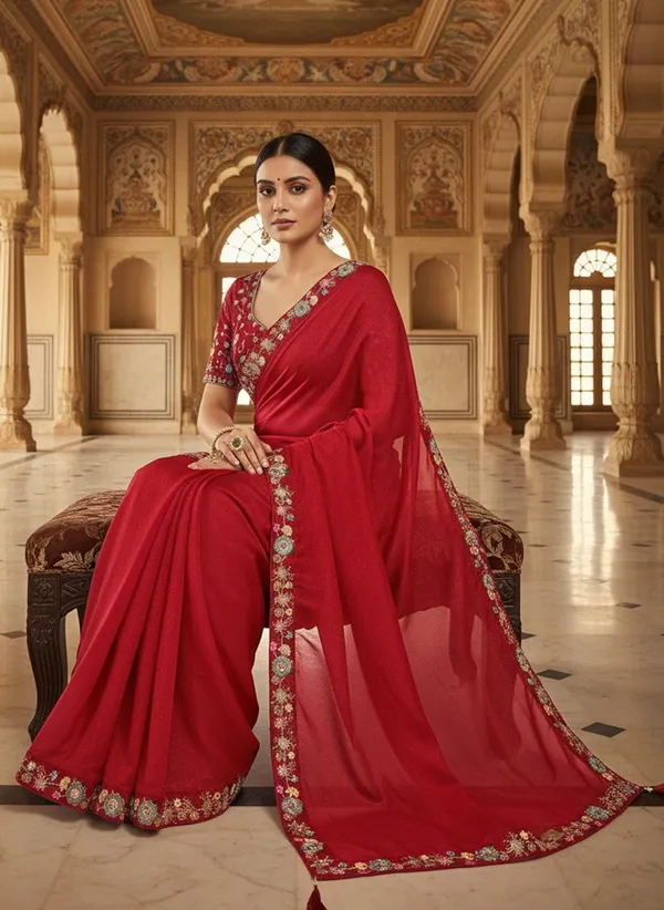 Maroon_Georgette_Embroidered_Embellished_Bollywood_Saree_For_Women_|_With_Blouse_Piece