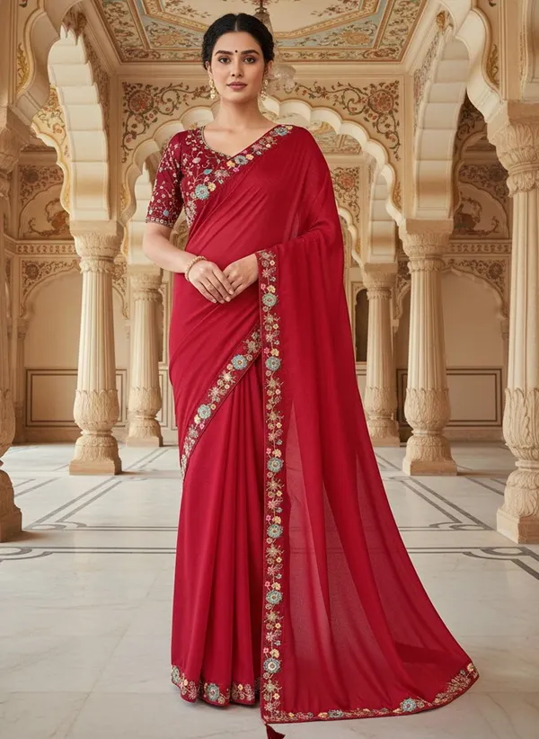 Maroon_Georgette_Embroidered_Embellished_Bollywood_Saree_For_Women_|_With_Blouse_Piece