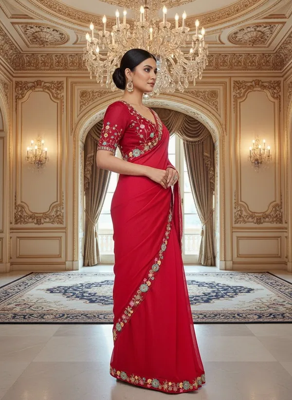 Maroon_Georgette_Embroidered_Embellished_Bollywood_Saree_For_Women_|_With_Blouse_Piece