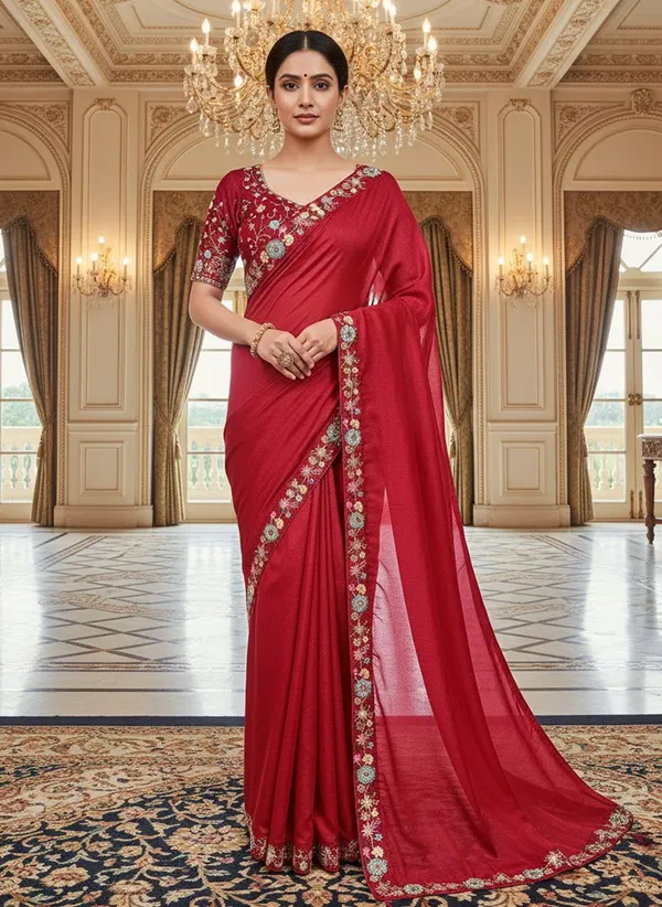 Maroon_Georgette_Embroidered_Embellished_Bollywood_Saree_For_Women_|_With_Blouse_Piece
