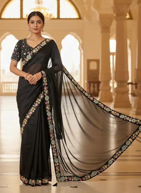 Black_Georgette_Embroidered_Embellished_Bollywood_Saree_For_Women_|_With_Blouse_Piece
