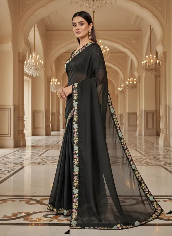 Black_Georgette_Embroidered_Embellished_Bollywood_Saree_For_Women_|_With_Blouse_Piece