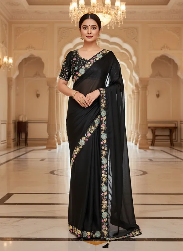 Black_Georgette_Embroidered_Embellished_Bollywood_Saree_For_Women_|_With_Blouse_Piece