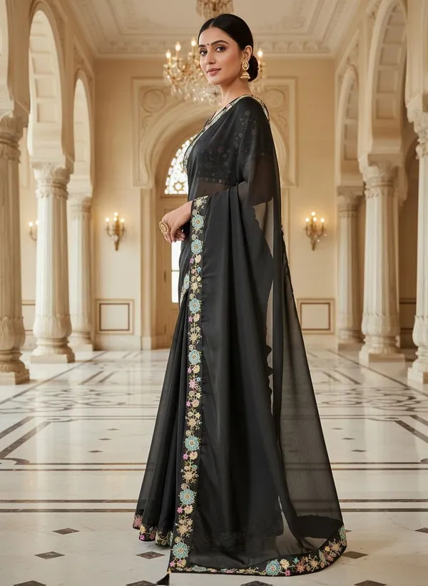 Black_Georgette_Embroidered_Embellished_Bollywood_Saree_For_Women_|_With_Blouse_Piece