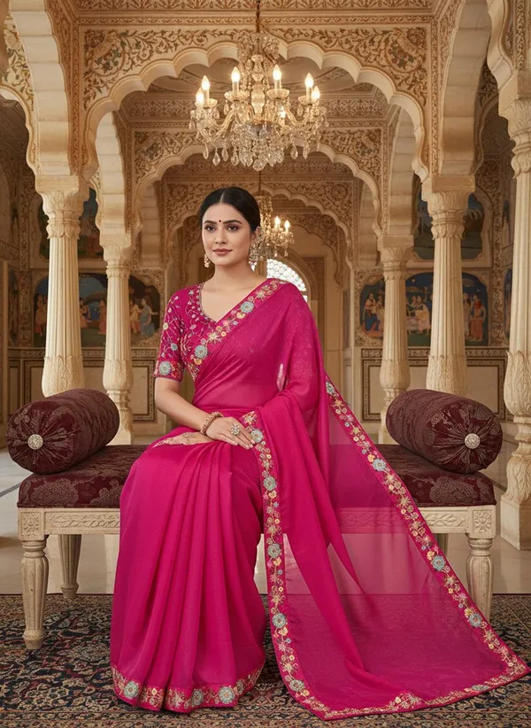 Rani_Pink_Georgette_Embroidered_Embellished_Bollywood_Saree_For_Women_|_With_Blouse_Piece