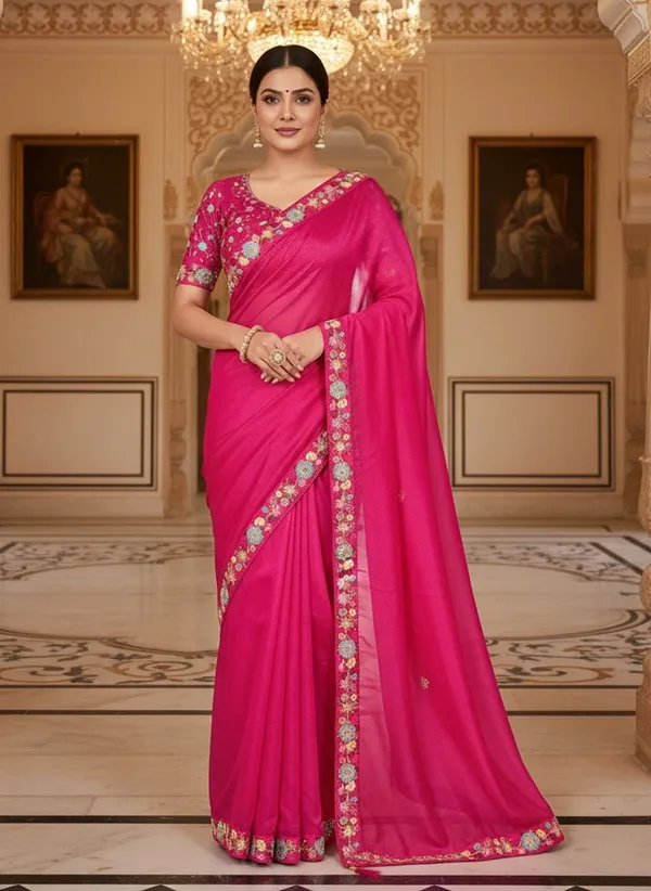 Rani_Pink_Georgette_Embroidered_Embellished_Bollywood_Saree_For_Women_|_With_Blouse_Piece