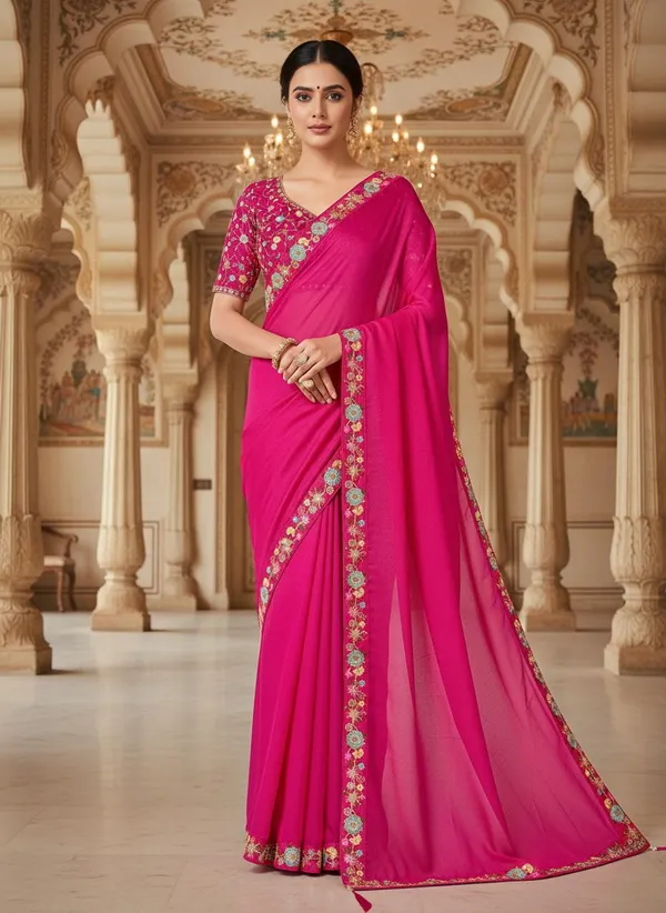 Rani_Pink_Georgette_Embroidered_Embellished_Bollywood_Saree_For_Women_|_With_Blouse_Piece