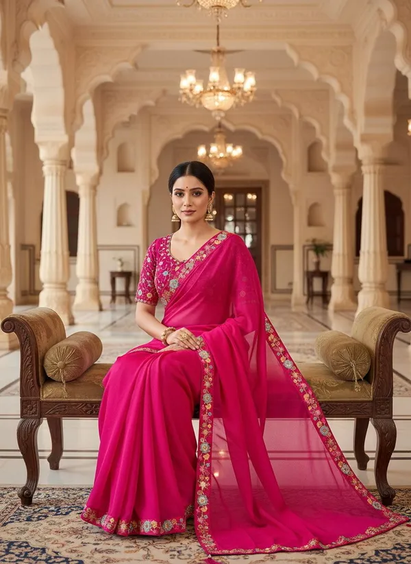 Rani_Pink_Georgette_Embroidered_Embellished_Bollywood_Saree_For_Women_|_With_Blouse_Piece