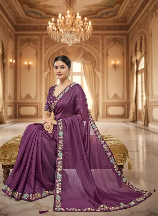 Wine_Georgette_Embroidered_Bollywood_Saree_For_Women_|_With_Blouse_Piece