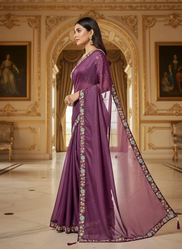 Wine_Georgette_Embroidered_Bollywood_Saree_For_Women_|_With_Blouse_Piece