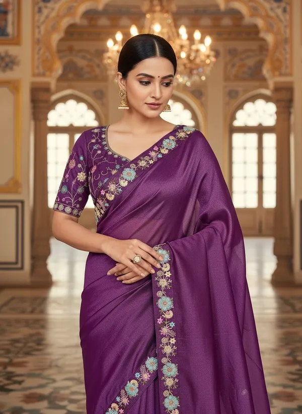 Wine_Georgette_Embroidered_Bollywood_Saree_For_Women_|_With_Blouse_Piece