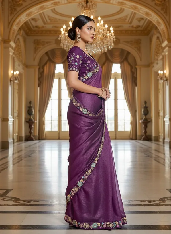 Wine_Georgette_Embroidered_Bollywood_Saree_For_Women_|_With_Blouse_Piece