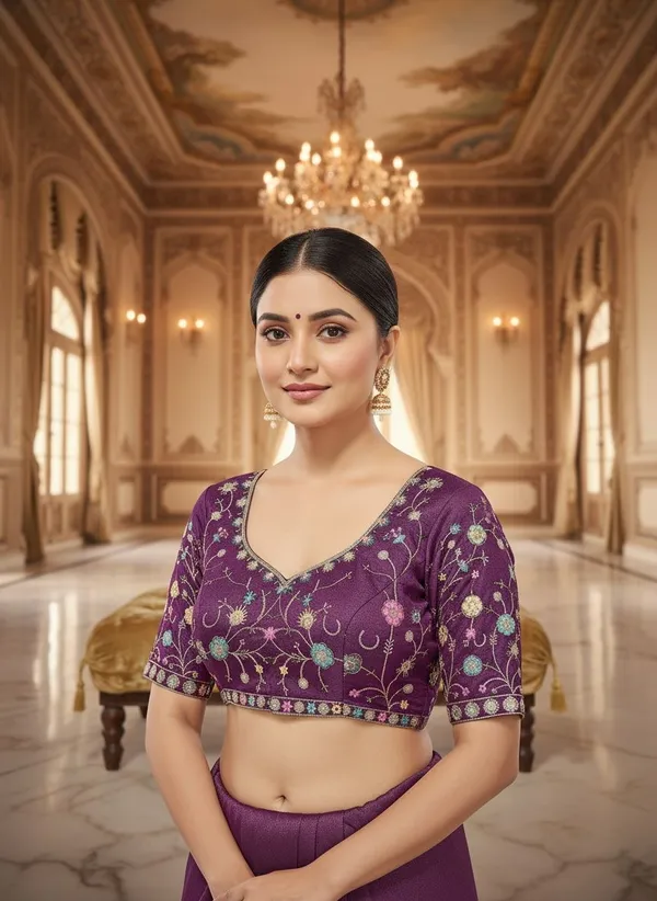 Wine_Georgette_Embroidered_Bollywood_Saree_For_Women_|_With_Blouse_Piece
