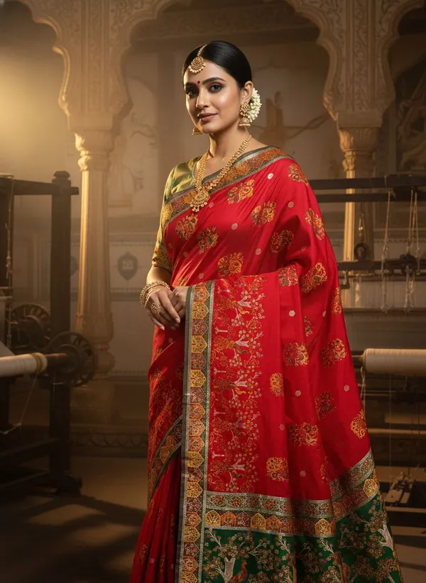 Red_Kanjivaram_Pure_Silk_Jacquard_Woven_Saree_For_Women_|_With_Blouse_Piece