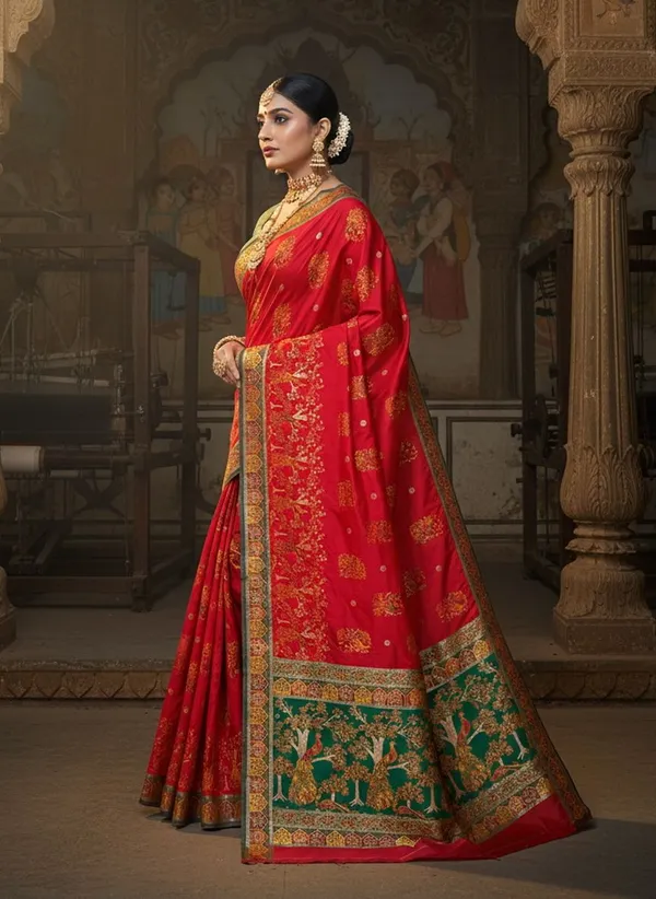 Red_Kanjivaram_Pure_Silk_Jacquard_Woven_Saree_For_Women_|_With_Blouse_Piece