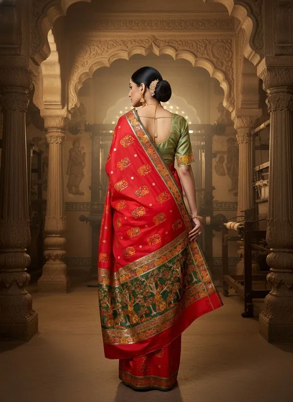 Red_Kanjivaram_Pure_Silk_Jacquard_Woven_Saree_For_Women_|_With_Blouse_Piece