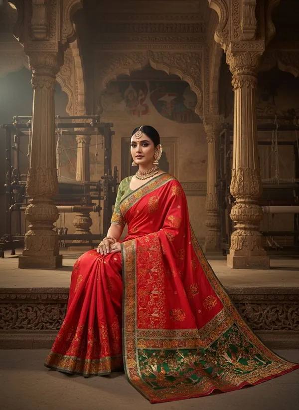 Red_Kanjivaram_Pure_Silk_Jacquard_Woven_Saree_For_Women_|_With_Blouse_Piece