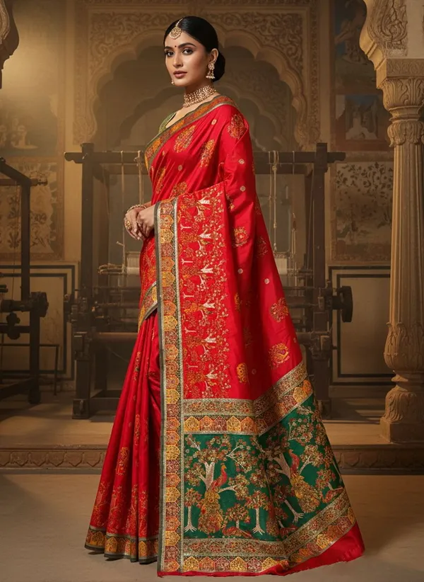 Red_Kanjivaram_Pure_Silk_Jacquard_Woven_Saree_For_Women_|_With_Blouse_Piece