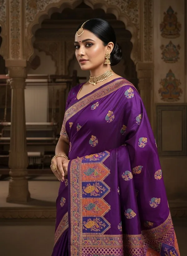Purple_Kanjivaram_Pure_Silk_Jacquard_Woven_Saree_For_Women_|_With_Blouse_Piece