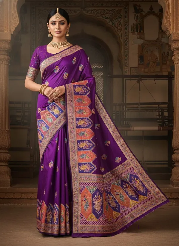Purple_Kanjivaram_Pure_Silk_Jacquard_Woven_Saree_For_Women_|_With_Blouse_Piece