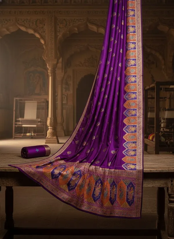 Purple_Kanjivaram_Pure_Silk_Jacquard_Woven_Saree_For_Women_|_With_Blouse_Piece