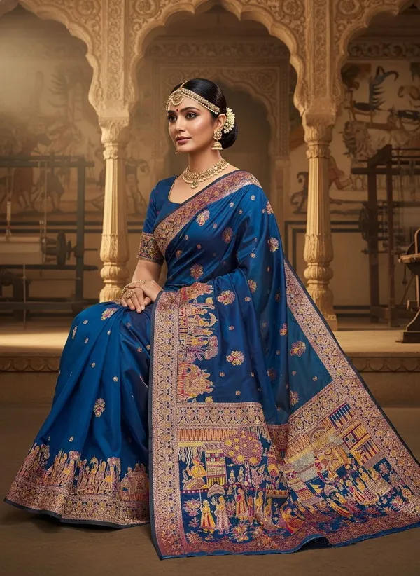 Blue_Kanjivaram_Pure_Silk_Meenakari_Jacquard_Woven_Saree_For_Women_|_With_Blouse_Piece