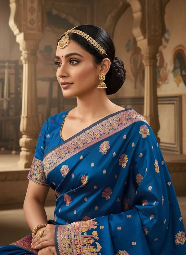 Blue_Kanjivaram_Pure_Silk_Meenakari_Jacquard_Woven_Saree_For_Women_|_With_Blouse_Piece