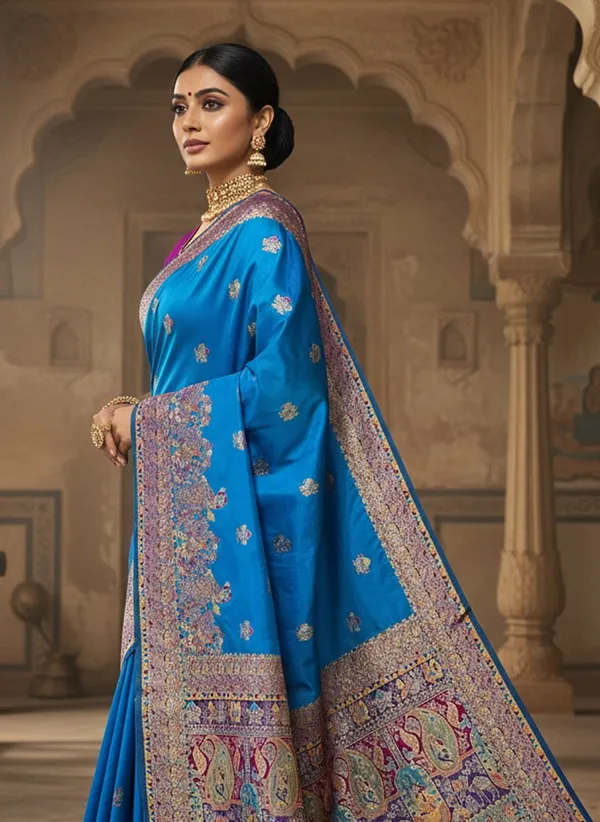 Blue_Kanjivaram_Pure_Silk_Jacquard_Zari_Saree_For_Women_|_With_Blouse_Piece