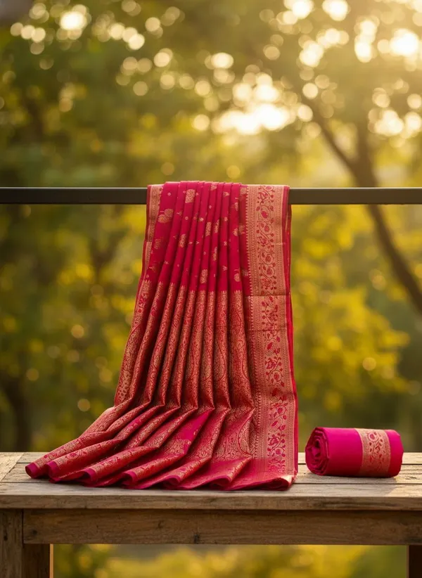 Pink_Kanjivaram_Silk_Blend_Jacquard_Zari_Woven_Saree_For_Women_|_With_Blouse_Piece