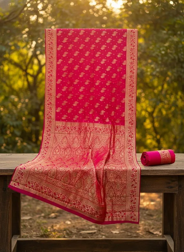 Pink_Kanjivaram_Silk_Blend_Jacquard_Zari_Woven_Saree_For_Women_|_With_Blouse_Piece