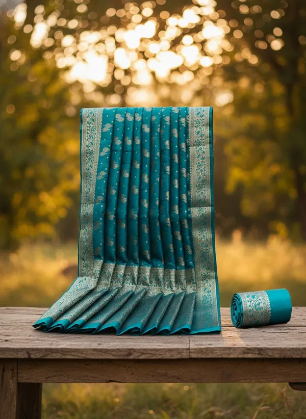 Light_Green_Kanjivaram_Silk_Blend_Jacquard_Woven_Saree_For_Women_|_With_Blouse_Piece