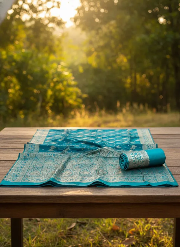 Light_Green_Kanjivaram_Silk_Blend_Jacquard_Woven_Saree_For_Women_|_With_Blouse_Piece