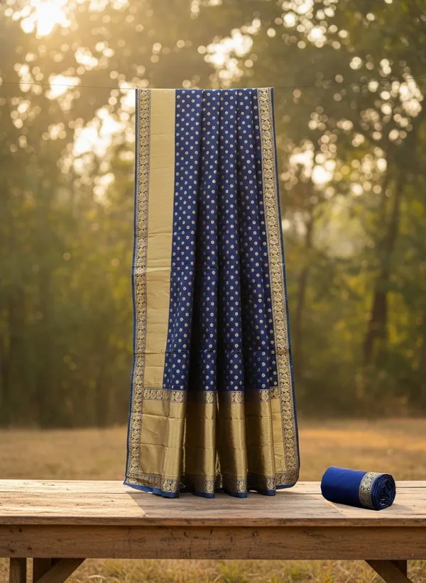 Dark_Blue_Georgette_Kanjivaram_Jacquard_Zari_Butta_Saree_For_Women_|_With_Blouse_Piece