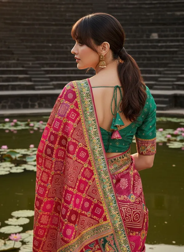Maroon_Pure_Silk_Bandhani_Jacquard_Printed_Saree_For_Women_|_With_Blouse_Piece