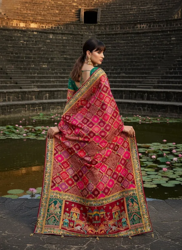 Maroon_Pure_Silk_Bandhani_Jacquard_Printed_Saree_For_Women_|_With_Blouse_Piece