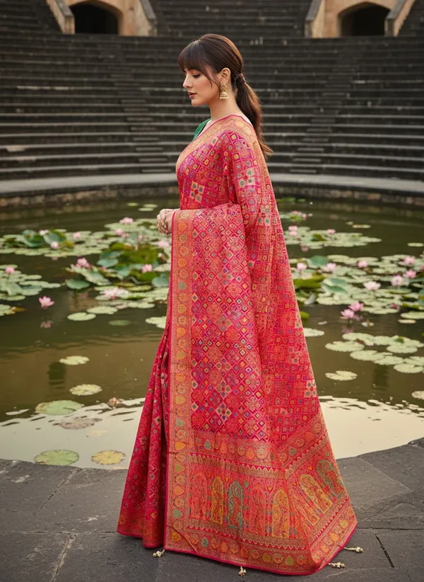 Pink_Patola_Silk_Jacquard_Woven_Printed_Saree_For_Women_|_With_Blouse_Piece